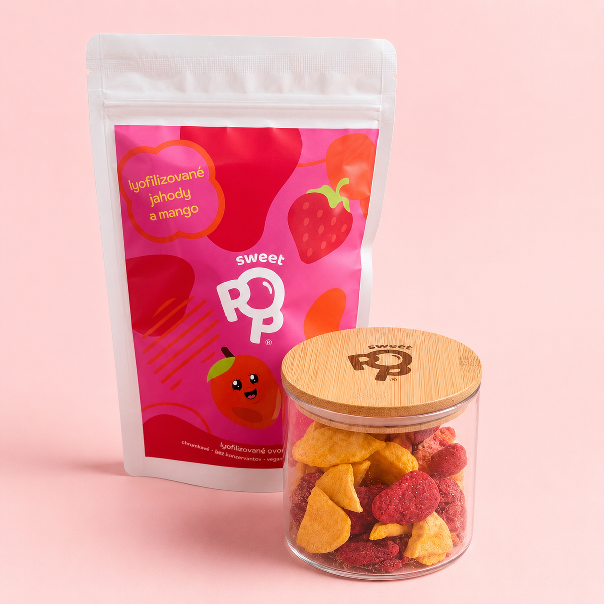 Sweet Pop křupavý set - lyofilizované ovoce se skleněnou dózou