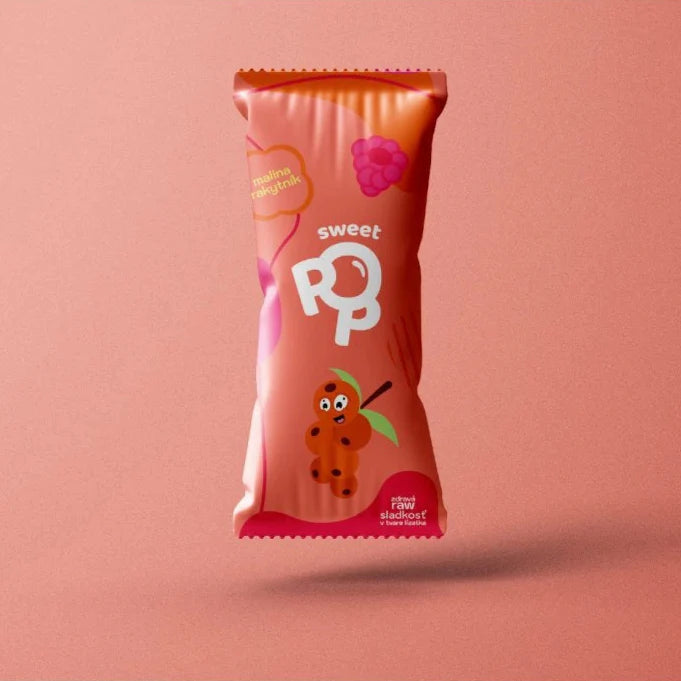 10 ks SweetPop RAW lízátka z datlí – malina & rakytník