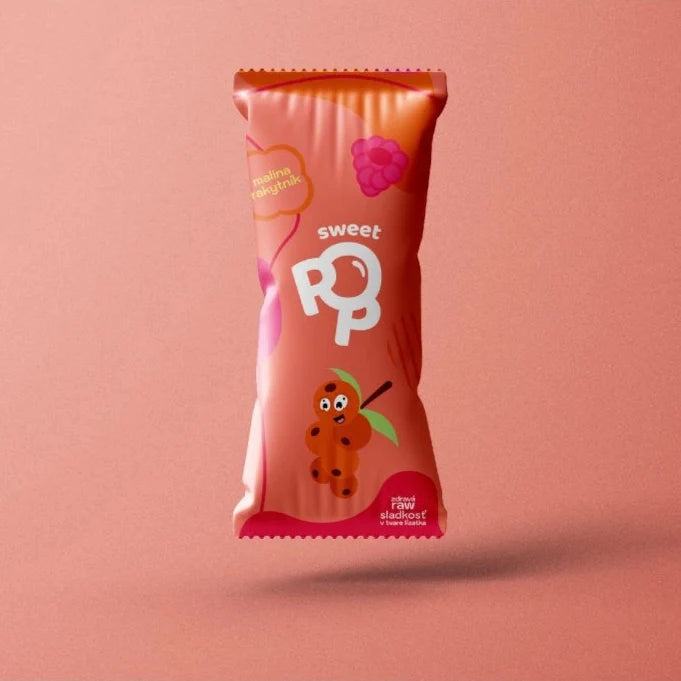 10 ks SweetPop RAW lízátka z datlí – Malina & Rakytník