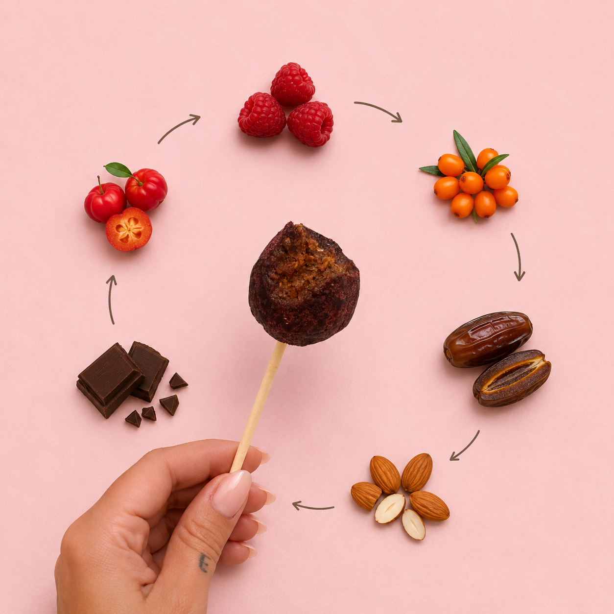 Sweet Pop malina–rakytník RAW lízátko 30 g