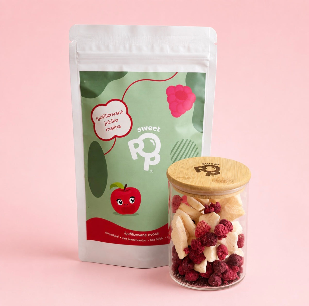 Sweet Pop křupavý set - lyofilizované ovoce se skleněnou dózou