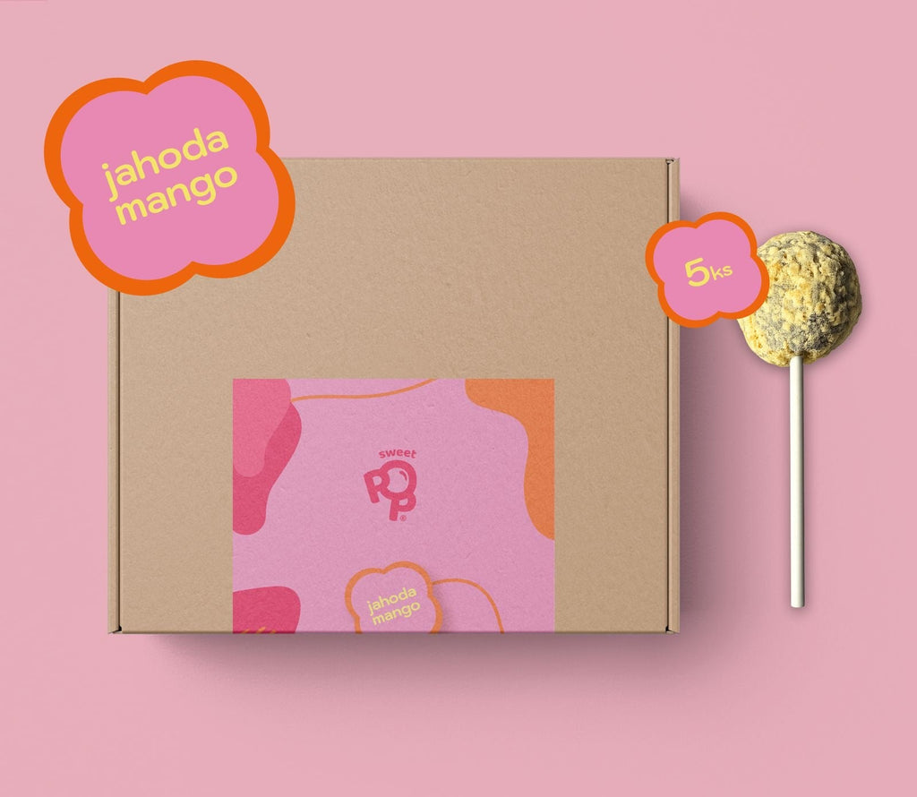 5 ks SweetPop RAW lízátka z datlí – jahoda & mango