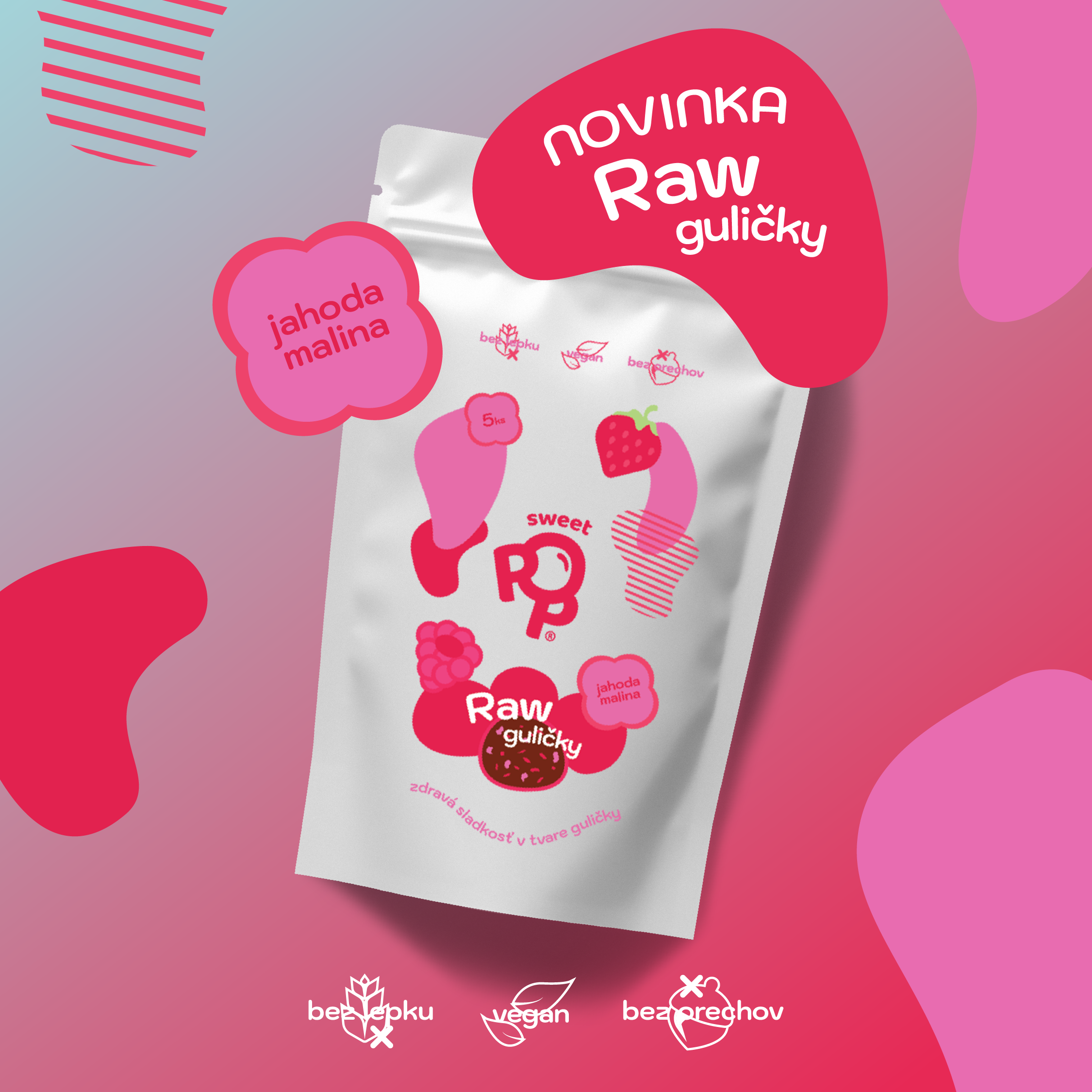NOVINKA – RAW BALLS JAHODA MALINA