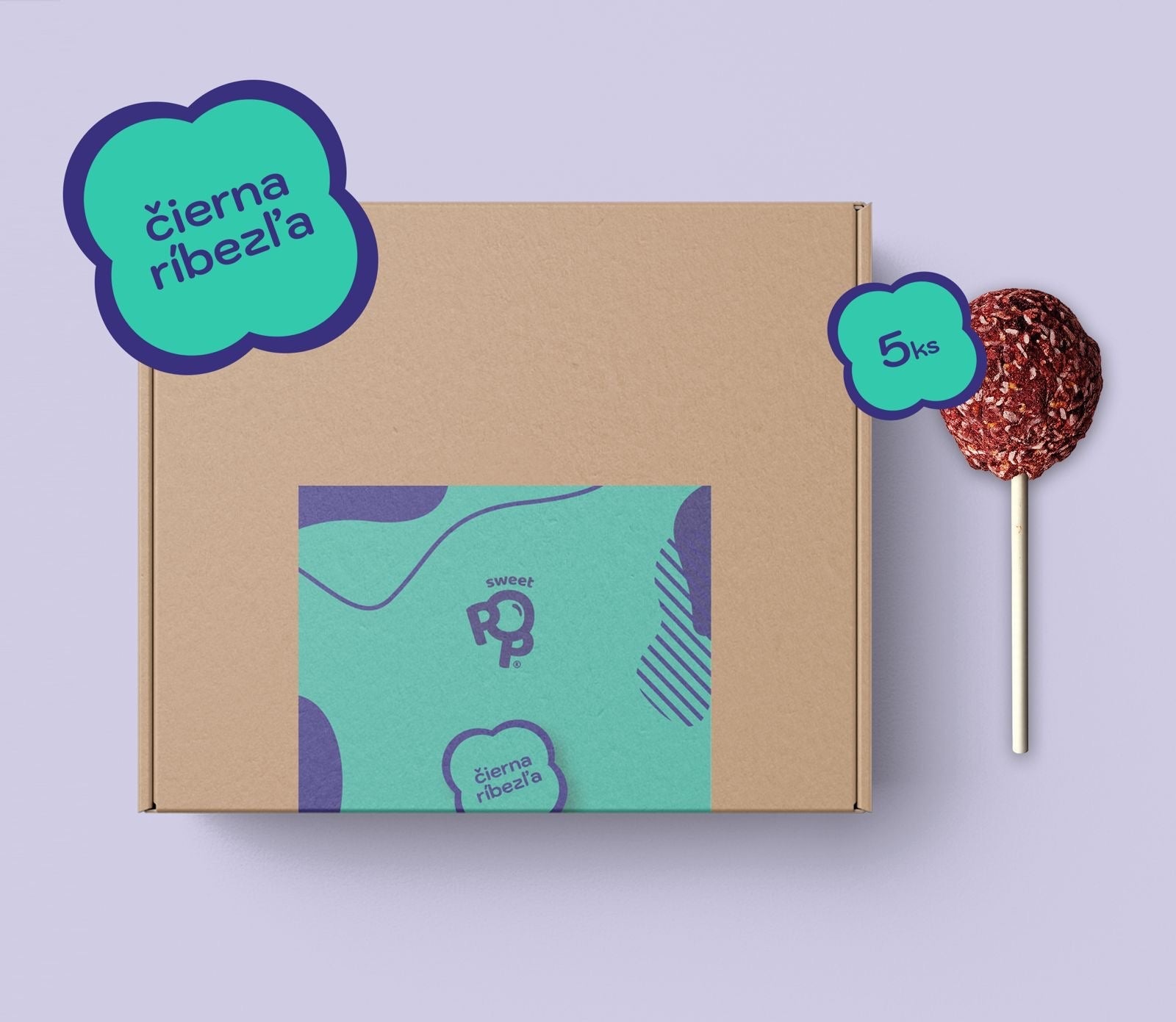 5 ks SweetPop RAW lízátka z datlí – černý rybíz